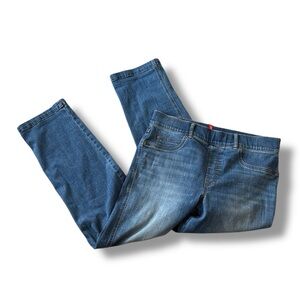 Spanx Jeans Women Blue Straight Leg Pull On Stretch Denim‎ Comfort Jeans Size L